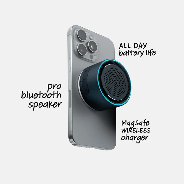 Alt view image 6 of 7 - MagBeat Bluetooth Speaker with Magnetic Wireless Charger (Midnight), Portable Stereo Sync TWS, Booming Bass, Up to 10H , IPX7 Waterproof, Aluminum Unibody Design for Home/Outdoor/Beach, Birthday Gift