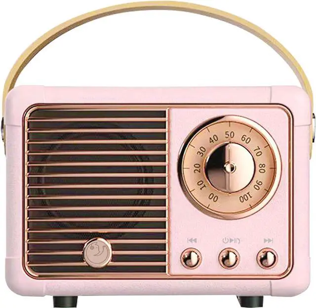 Main image of Retro Bluetooth Speaker, Portable Bluetooth Wireless Speaker, Hands-Free Call,400mA Battery,TF Card,Aux Line, for iPhone Android, Retro Decor for Home Office Birthday Gift Ideas Pink