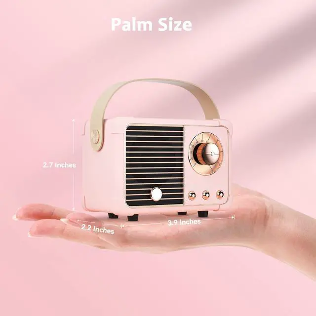 Alt view image 2 of 7 - Retro Bluetooth Speaker, Portable Bluetooth Wireless Speaker, Hands-Free Call,400mA Battery,TF Card,Aux Line, for iPhone Android, Retro Decor for Home Office Birthday Gift Ideas Pink