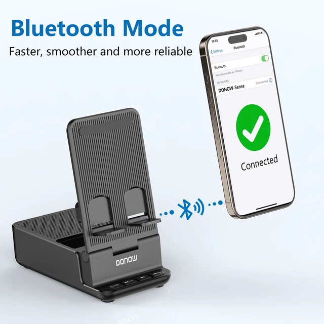Alt view image 6 of 6 - Cell Phone Stand for Desk, Cell Phone Holder with Bluetooth Speaker | Foldable and Adjustable Angle, Smart Induction Playback