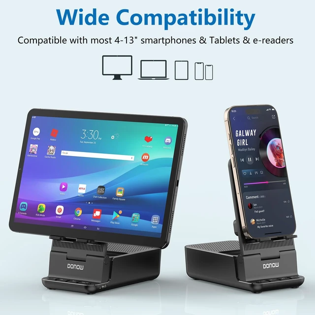 Alt view image 3 of 6 - Cell Phone Stand for Desk, Cell Phone Holder with Bluetooth Speaker | Foldable and Adjustable Angle, Smart Induction Playback