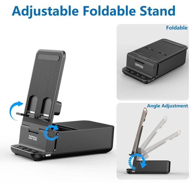 Alt view image 4 of 6 - Cell Phone Stand for Desk, Cell Phone Holder with Bluetooth Speaker | Foldable and Adjustable Angle, Smart Induction Playback