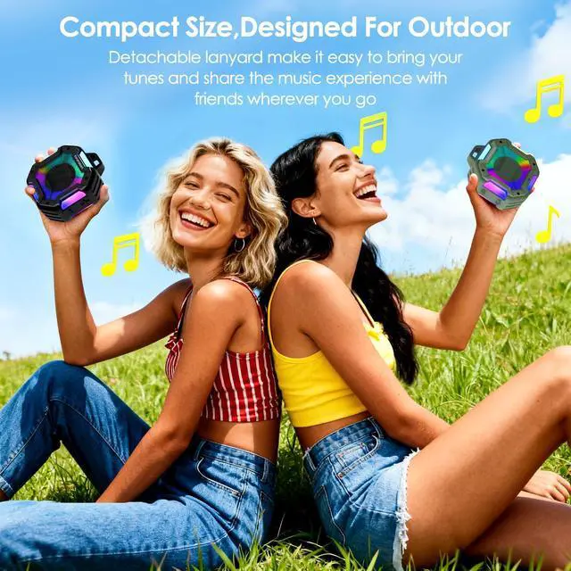 Alt view image 6 of 7 - Shower Bluetooth Speaker Waterproof, Portable Small Speaker, Outdoor Bluetooth Speakers Wireless, LED Light, BT5.4, 24H Playtime, Built in Mic, Powerful Sound for Party, Unisex Gifts for Adults-Green