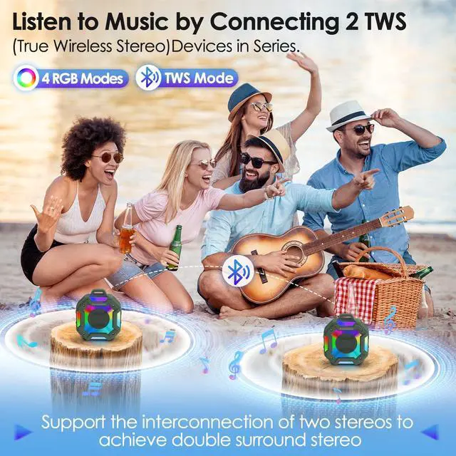 Alt view image 7 of 7 - Shower Bluetooth Speaker Waterproof, Portable Small Speaker, Outdoor Bluetooth Speakers Wireless, LED Light, BT5.4, 24H Playtime, Built in Mic, Powerful Sound for Party, Unisex Gifts for Adults-Green