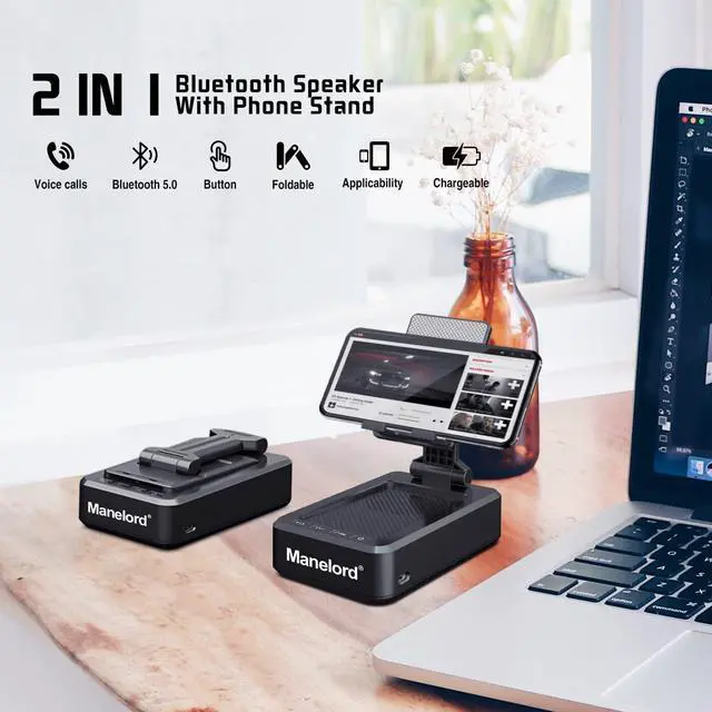 Alt view image 2 of 7 - Cell Phone Stand with Wireless Bluetooth Speaker Compatible for iPhone/Samsung/iPad Tablet, Anti-Slip Design Phone Stand with HD Surround Sound for Home,Office,Outdoor etc.