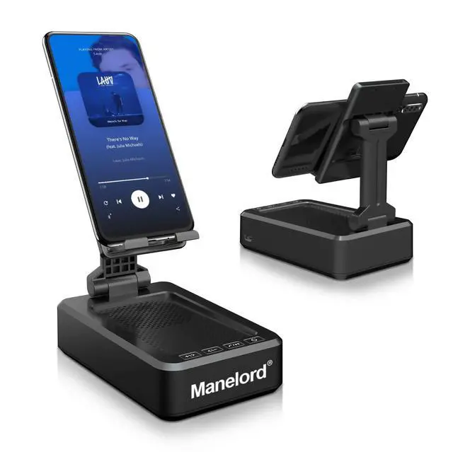 Alt view image 5 of 7 - Cell Phone Stand with Wireless Bluetooth Speaker Compatible for iPhone/Samsung/iPad Tablet, Anti-Slip Design Phone Stand with HD Surround Sound for Home,Office,Outdoor etc.