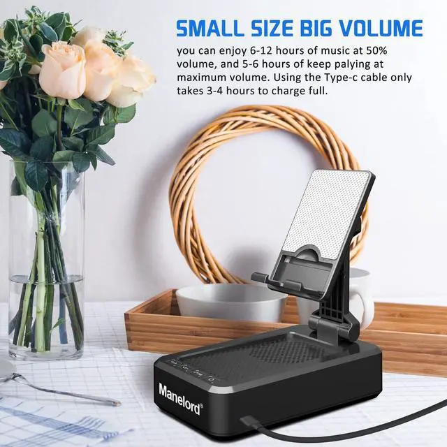 Alt view image 6 of 7 - Cell Phone Stand with Wireless Bluetooth Speaker Compatible for iPhone/Samsung/iPad Tablet, Anti-Slip Design Phone Stand with HD Surround Sound for Home,Office,Outdoor etc.