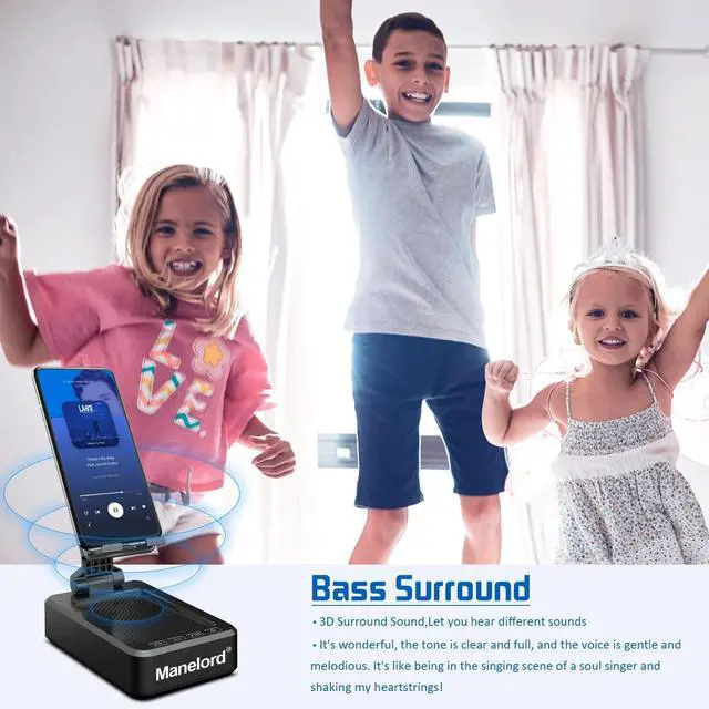 Alt view image 7 of 7 - Cell Phone Stand with Wireless Bluetooth Speaker Compatible for iPhone/Samsung/iPad Tablet, Anti-Slip Design Phone Stand with HD Surround Sound for Home,Office,Outdoor etc.