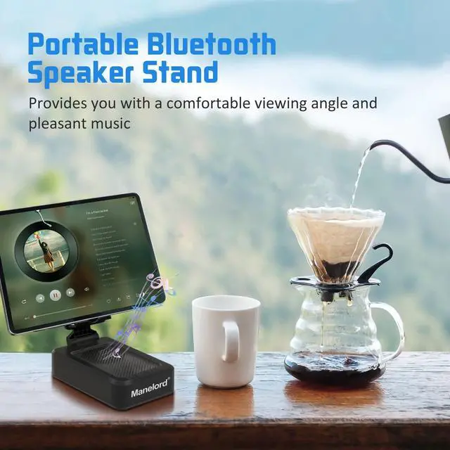 Alt view image 3 of 7 - Cell Phone Stand with Wireless Bluetooth Speaker Compatible for iPhone/Samsung/iPad Tablet, Anti-Slip Design Phone Stand with HD Surround Sound for Home,Office,Outdoor etc.