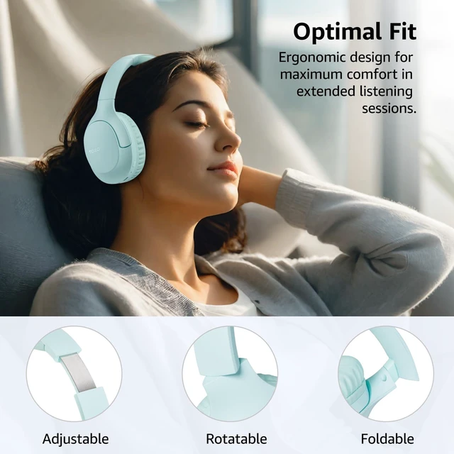 Alt view image 5 of 7 - HA1 70H Over Ear Wireless Headphones Bluetooth 5.4 Foldable Headset | Deep Bass Stereo Sound, 32 Custom EQ Modes, Control Via Button, 78ms Low-Latency, Clear Call, Ideal For Travel Daily Use