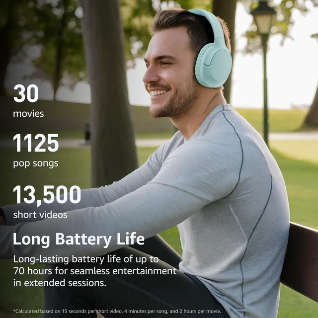 Alt view image 7 of 7 - HA1 70H Over Ear Wireless Headphones Bluetooth 5.4 Foldable Headset | Deep Bass Stereo Sound, 32 Custom EQ Modes, Control Via Button, 78ms Low-Latency, Clear Call, Ideal For Travel Daily Use