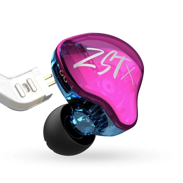 Alt view image 4 of 7 - KZ ZST X Hybrid in-Ear Earphones with Mic, Purple HiFi Musician Monitor Earbuds, Detachable 2-Pin Cable, 10mm DD+BA, Noise-Isolating, In-Ear Headphones, Gaming IEM