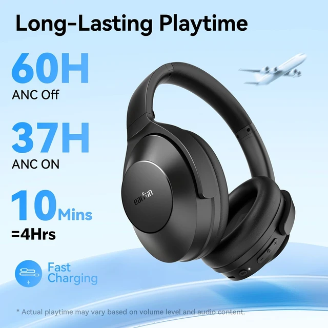 Alt view image 5 of 7 - Wave Life Hybrid Active Noise Cancelling Headphones, Bluetooth 5.4 Wireless Over Ear Headphones, 4 Mics AI Clear Call, Deep Bass, 60H Playtime, Comfortable Fit, Custom EQ Multipoint Connection