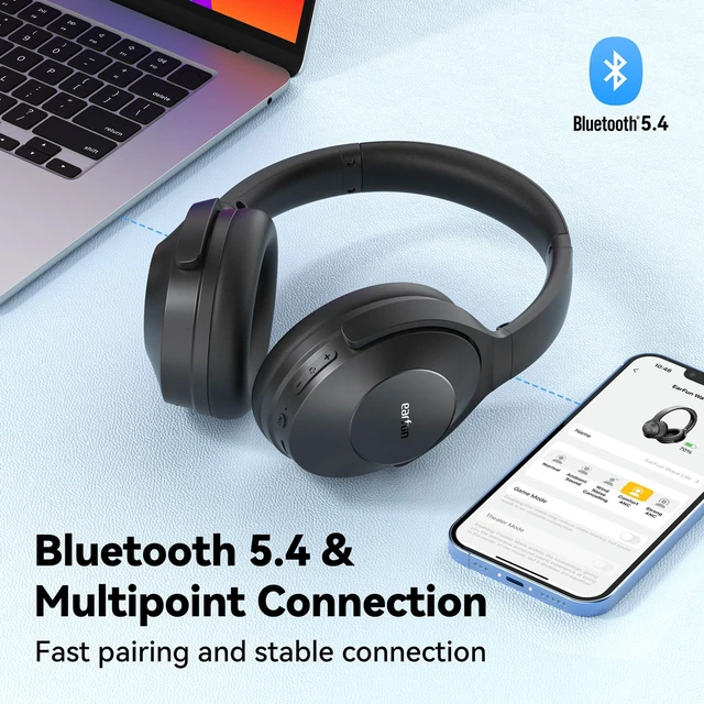 Alt view image 7 of 7 - Wave Life Hybrid Active Noise Cancelling Headphones, Bluetooth 5.4 Wireless Over Ear Headphones, 4 Mics AI Clear Call, Deep Bass, 60H Playtime, Comfortable Fit, Custom EQ Multipoint Connection
