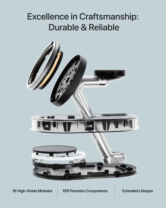 Alt view image 6 of 6 - Multiple Charging Station for Magsafe Apple Devices, Wireless Charger Station for MagSafe iPhones, 3 in 1 Magnetic Charger Stand for iPhone 17/16/15/14/13/12, Apple Watch & AirPods(Blk)