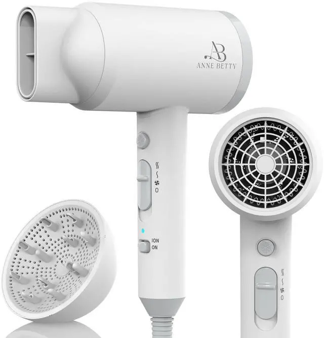 Main image of Hair Dryer with Diffuser for Curly Hair, 1800W Ionic Blow Dryer for Women & Men, Fast-Drying, Lightweight, Low Noise, Hair Care Styling Tool for Home, Travel