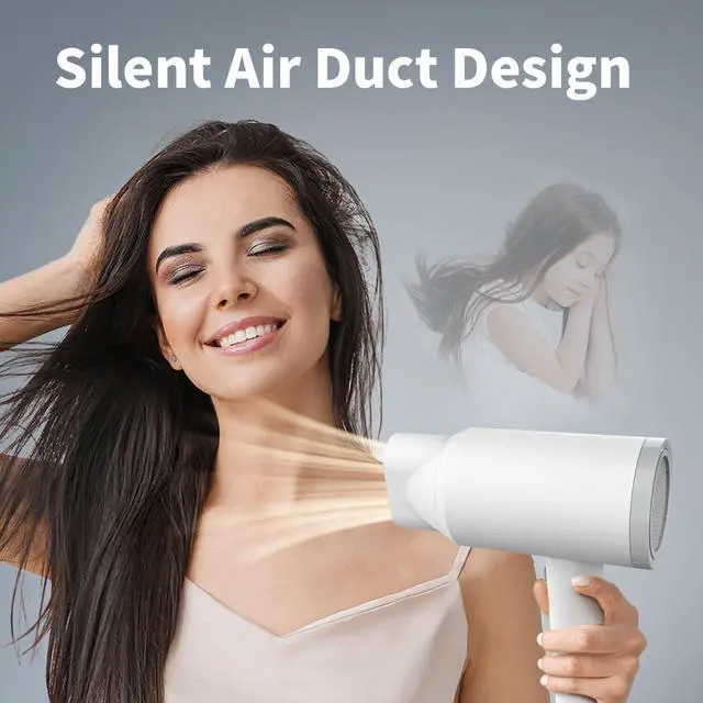 Alt view image 6 of 7 - Hair Dryer with Diffuser for Curly Hair, 1800W Ionic Blow Dryer for Women & Men, Fast-Drying, Lightweight, Low Noise, Hair Care Styling Tool for Home, Travel