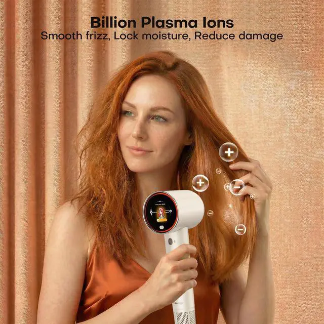 Alt view image 4 of 7 - High Speed Hair Dryer, 1Billion Plasma Ionic Blow Dryer with 110000 RPM Brushless Motor for Fast Drying, Low Noise Lightweight Design with Smart LCD Display, Anti-Frizz and Static for Frizzy Hair.