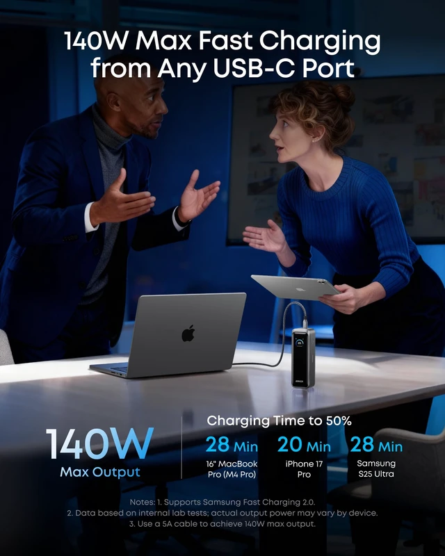 Alt view image 4 of 7 - Anker Prime Power Bank, 20,100mAh 3-Port Portable Charger | 220W Max Output, Two-Way Charging, TSA-Approved, App Control, for MacBook, iPhone 17 / 16 Series (Base Not Included)