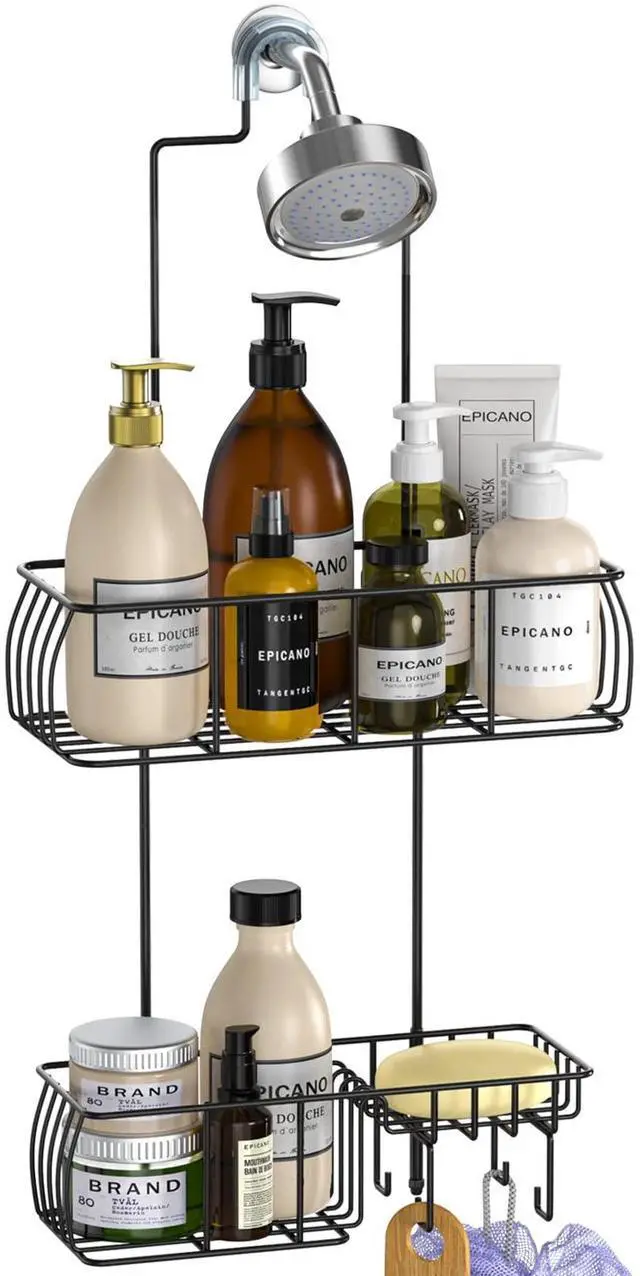 Main image of Shower Caddy Hanging Over Head, Matte Black,Stainless Steel