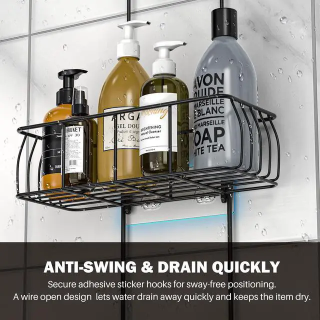 Alt view image 6 of 7 - Shower Caddy Hanging Over Head, Matte Black,Stainless Steel