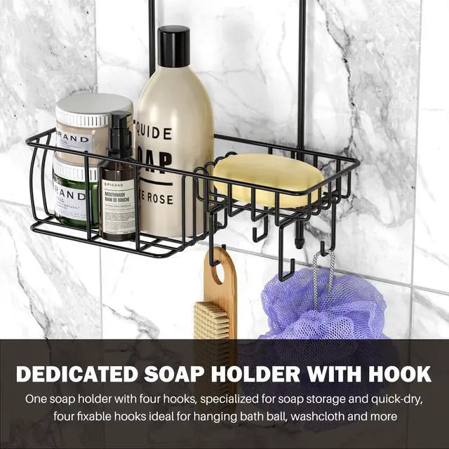 Alt view image 7 of 7 - Shower Caddy Hanging Over Head, Matte Black,Stainless Steel