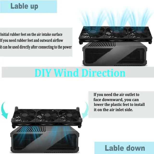 Alt view image 2 of 6 - Router Cooling Fan for Computer Cooler Audio Video Network Cabinet Server Cooling Project Equipment and Workstation DC 5V USB Power 120mm 360mm Fan with Switch