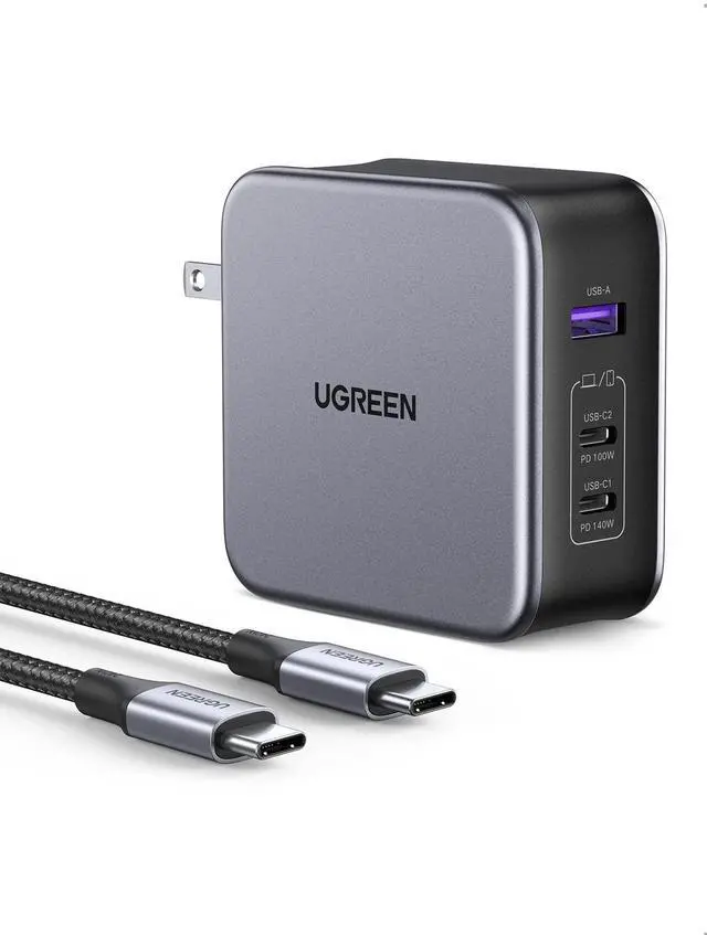 Main image of Nexode 140W GaN USB C Laptop Charger, 3-Port PD 3.1 PPS Foldable Fast Wall Charger with 240W Cable for MacBook Pro 16", iPhone 17/16/15, Pixel 10/9, Galaxy S25/S24, Chromebook