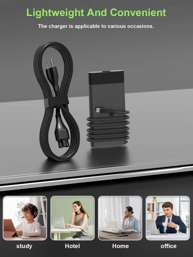 Alt view image 6 of 6 - Slim 65W USB-C Charger Compatible with HP Elitebook, Spectre, Envy, ProBook, Pavilion, Fortis, OmniBook,ZBook Firefly, Elite x2, Chromebook X360 Laptop Travel Fast Charging Adapter