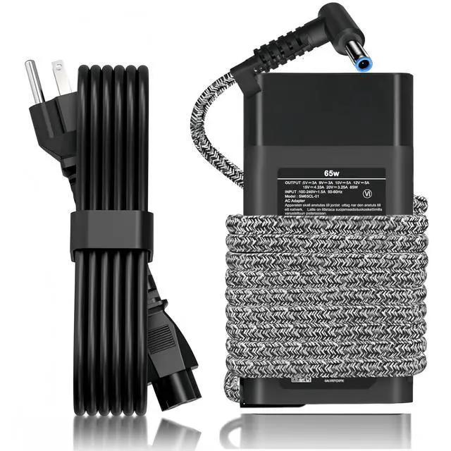 Main image of New Slim 65W Blue Tip 4.5 * 3.0 Charger Compatible with hp Envy x360 EliteBook Pavilion Charger smart AC Adapter Compatible 65W hp Computer Fast Charging Power Supply Cord