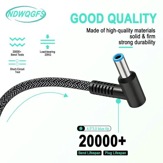 Alt view image 4 of 7 - New Slim 65W Blue Tip 4.5 * 3.0 Charger Compatible with hp Envy x360 EliteBook Pavilion Charger smart AC Adapter Compatible 65W hp Computer Fast Charging Power Supply Cord