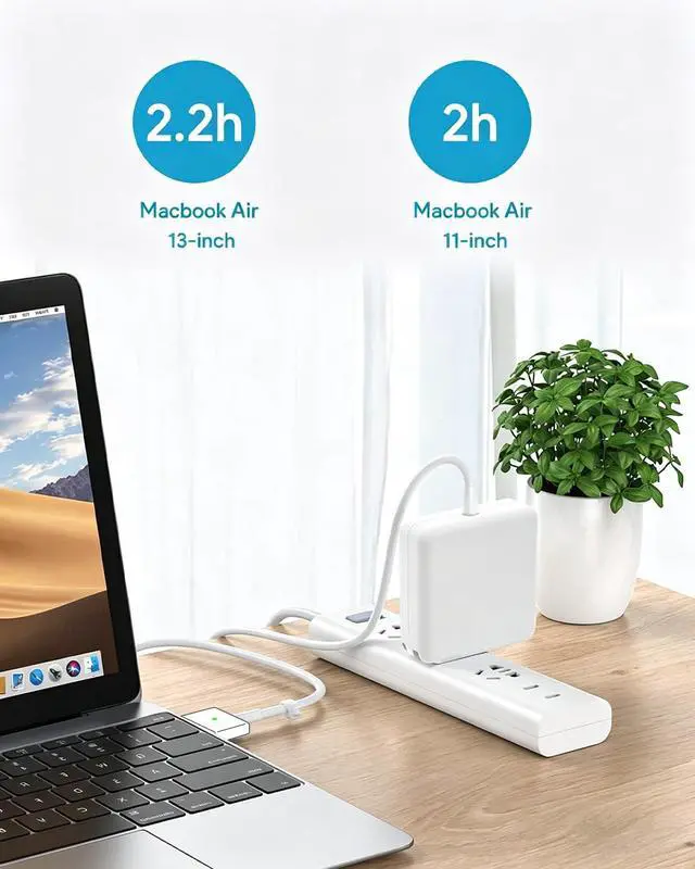 Alt view image 6 of 6 - Mac Book Air Charger, 45W Magnetic Mag2 T-Tip Laptop Charger Suitable for Mac Book Air 11 inch and 13 inch After Mid 2012(Applicable to 2012-2017)