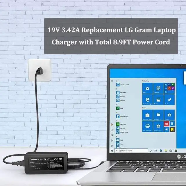 Alt view image 6 of 7 - 19V 65W Laptop Charger for LG Gram 13Z950 13Z980 14Z980 15Z980 13Z970 | ETL Listed Charger for LG Gram 13Z940 13Z975 14Z950 14Z970 15Z960 15Z970 15Z975 17Z990 13.3" 14" 15" 17" Series Laptop