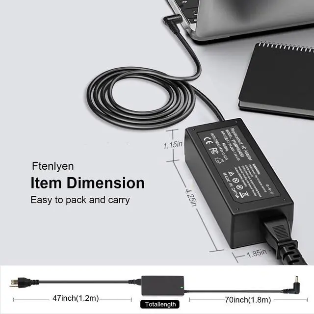 Alt view image 5 of 7 - AC Charger for Samsung Galaxy Book Flex 2 Alpha NP730QDA NP730QCJ | NP730QDA-KA3US NP730QCJ-K01US Galaxy View SM-T670 SM-T677A 18.4 Tablet ATIV Book 9 NP900X NP940X A13-040N2A PA-1400-96
