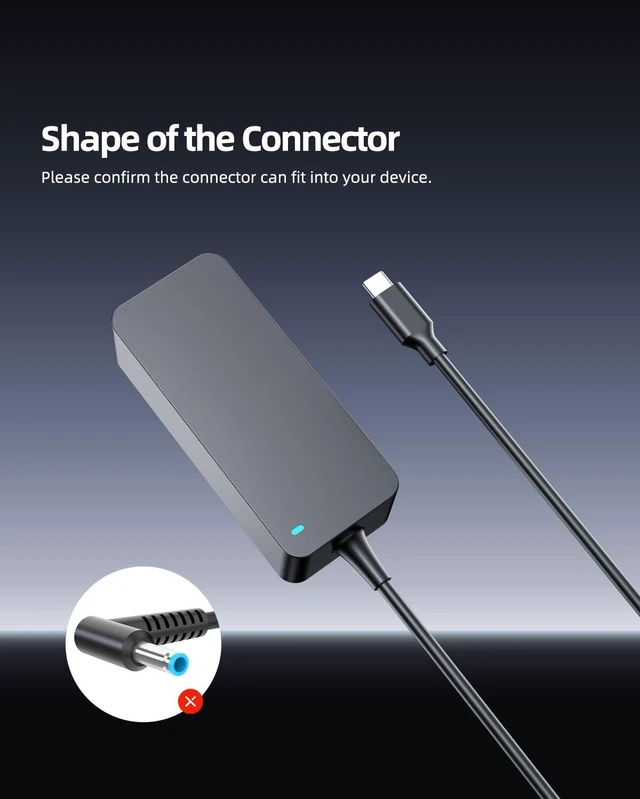 Alt view image 2 of 7 - 65W USB-C Fast Charger Fit for LG Gram 17 16 15 14 Laptop Model 17Z95P 17Z90Q 17Z90R 17Z90S 16T90P 16Z90P 16Z90Q 16Z90R 16Z90S 15Z90P 15Z90Q 15Z90R 14T90S 14Z90P Safety Certified Adapter Power Cord