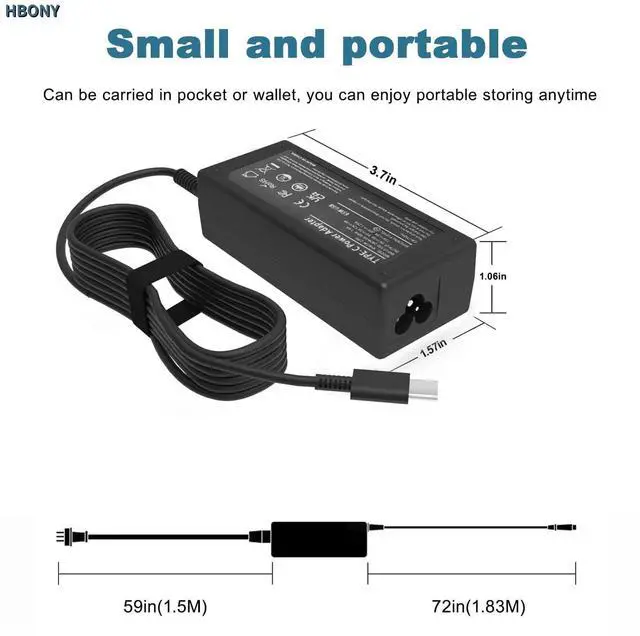 Alt view image 3 of 7 - 65W USB C Laptop Charger Compatible with Lenovo Thinkpad Laptop Charger 65W USB C Charger T14 T14s X1 Think pad, Yoga Computer Charger 7i, 65 Watt Fast Replacement Type C Chromebook Power Cord Adapter