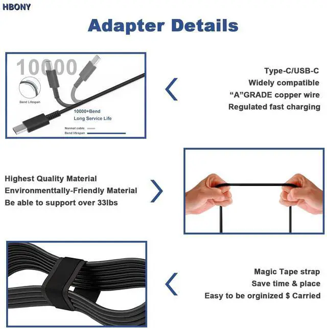 Alt view image 4 of 7 - 65W USB C Laptop Charger Compatible with Lenovo Thinkpad Laptop Charger 65W USB C Charger T14 T14s X1 Think pad, Yoga Computer Charger 7i, 65 Watt Fast Replacement Type C Chromebook Power Cord Adapter