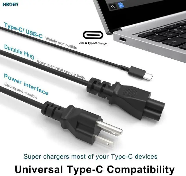 Alt view image 5 of 7 - 65W USB C Laptop Charger Compatible with Lenovo Thinkpad Laptop Charger 65W USB C Charger T14 T14s X1 Think pad, Yoga Computer Charger 7i, 65 Watt Fast Replacement Type C Chromebook Power Cord Adapter