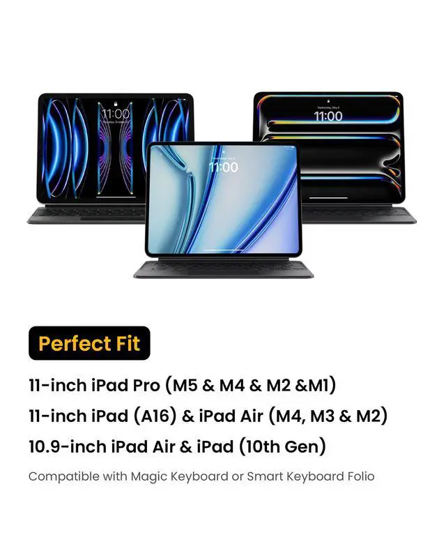 Alt view image 3 of 7 - 360° Protective Tablet Sleeve for 2026 iPad Air 11-inch (M4/M3/M2), iPad Pro 11-inch (M5/M4/4th/3rd/2nd/1st Gen) with Magic Keyboard/Smart Keyboard Folio, 11" iPad Water-Resistant Tablet Case