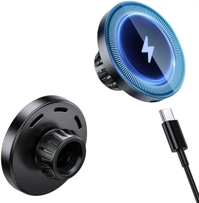 Main image of Magnetic Wireless Charging Phone Holder with 17mm Ball Socket for MagSafe, Magnetic Ball Mount Adapter Fits 17mm/0.67inch Ball Joint Car Phone Holder for iPhone 17/16/15/14/13/12 Series