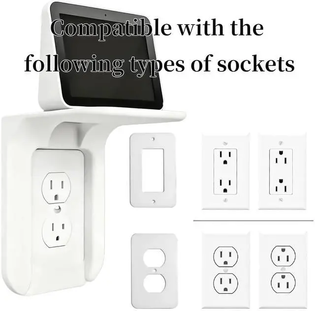 Alt view image 3 of 7 - Outlet Shelf, Bathroom Wall Holder with Built-in Cable Management, Wall Organizer for Smart Home Decor Space Saving Electric Toothbrush Use as Echo Holder (2 Pack)