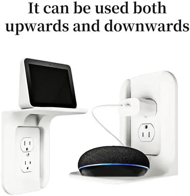 Alt view image 5 of 7 - Outlet Shelf, Bathroom Wall Holder with Built-in Cable Management, Wall Organizer for Smart Home Decor Space Saving Electric Toothbrush Use as Echo Holder (2 Pack)