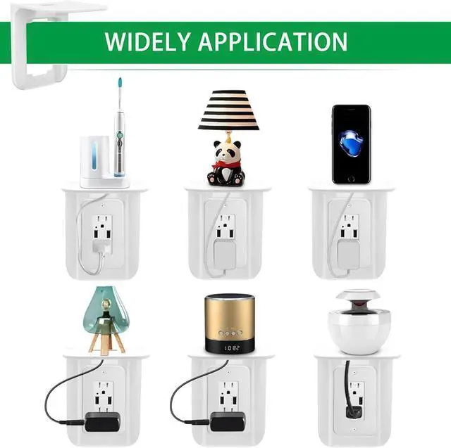 Alt view image 6 of 7 - Outlet Shelf, Bathroom Wall Holder with Built-in Cable Management, Wall Organizer for Smart Home Decor Space Saving Electric Toothbrush Use as Echo Holder (2 Pack)
