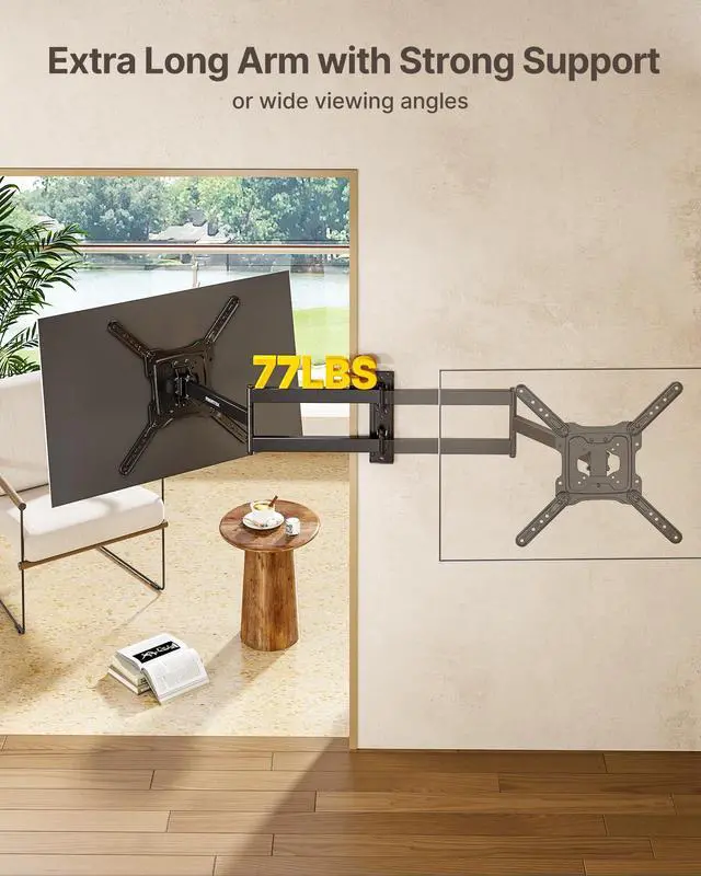 Alt view image 4 of 7 - Long Arm TV Wall Mount for Most 23-65 Inch TVs, 29 Inch Long Extension TV Mount Swivel and Tilt, Full Motion Wall Mount Tv Bracket Fit Max VESA 400 x 400mm, Up to 77 lbs