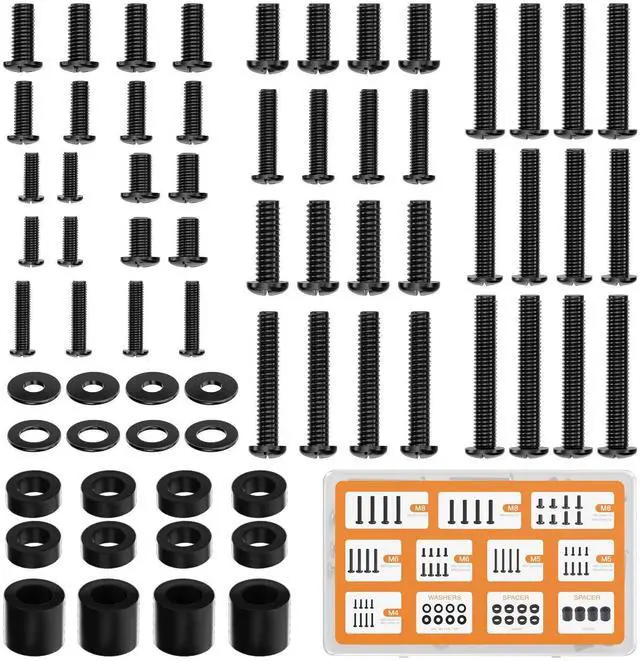 Main image of Universal TV Mounting Hardware Set, M4,M5,M6,M8 Screws (UVSP) | TV Mount Screw Kit Fits Most TVs / Monitor Up To 80". Includes Replacement Screws, Washers & Spacers