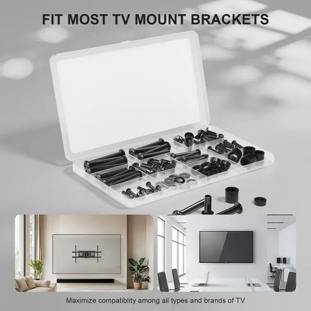Alt view image 6 of 7 - Universal TV Mounting Hardware Set, M4,M5,M6,M8 Screws (UVSP) | TV Mount Screw Kit Fits Most TVs / Monitor Up To 80". Includes Replacement Screws, Washers & Spacers