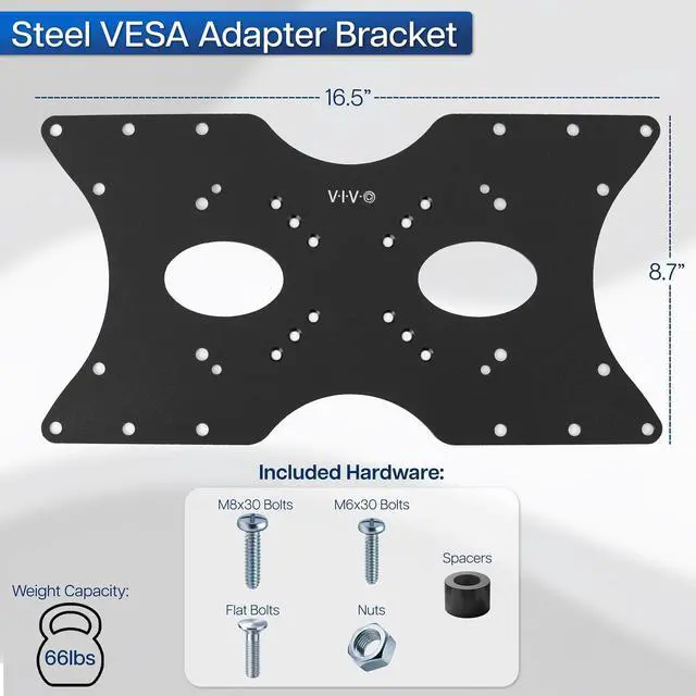 Alt view image 2 of 7 - Steel VESA LCD LED TV Mount Adapter Plate Bracket for Screens 32 to 55 inches, Conversion Kit for VESA 50x50-100x100 to 200x100-400x200, MOUNT-AD4X2