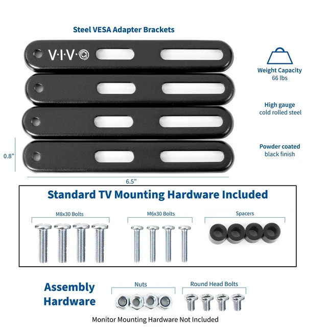 Alt view image 2 of 7 - Black VESA Extension Adapter for 32-55 in TV Screens, MOUNT-AD400B Sturdy Steel Design, Powder Coated, Adapter Plate Bracket for LCD LED TV Mounts, Conversion Kit for VESA up to 400x400