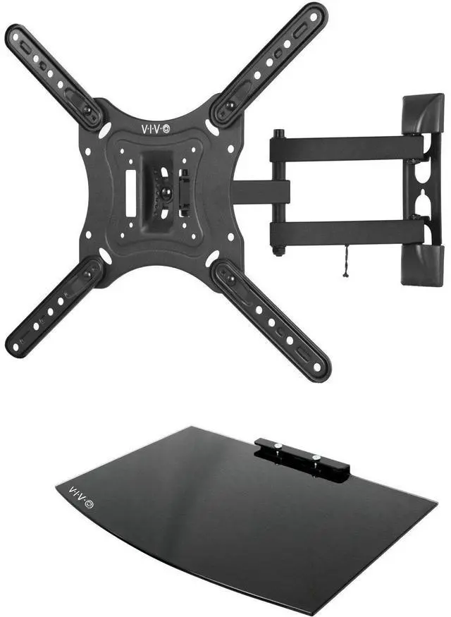 Main image of 23 to 55 inch Screen TV Wall Mount with Adjustable Tilt and Entertainment Shelf, Floating AV, DVD Shelving, Black, Mount-VWSF1