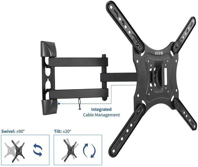 Alt view image 3 of 7 - 23 to 55 inch Screen TV Wall Mount with Adjustable Tilt and Entertainment Shelf, Floating AV, DVD Shelving, Black, Mount-VWSF1